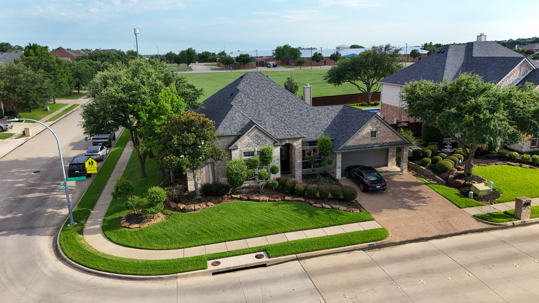 Real estate aerial drone photography DFW front yard