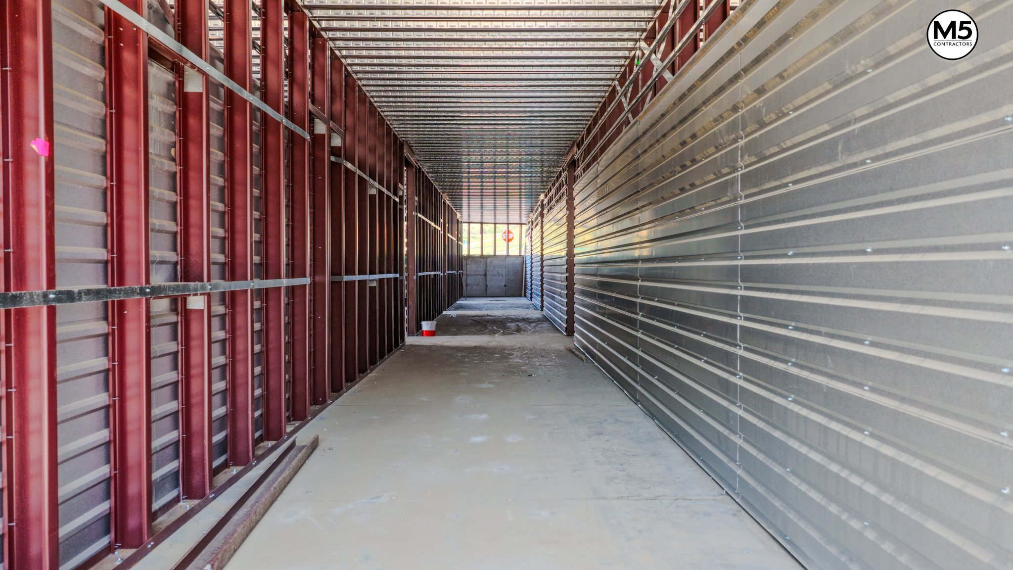Construction progress drone photo M5 Contractors interior framing